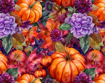 1 Meter Autumn pumpkins Italian Velvet Fabric, Upholstery Velvet, Digital Print, Velvet curtain, velvet pillow, Home Decor Fabric 145cm
