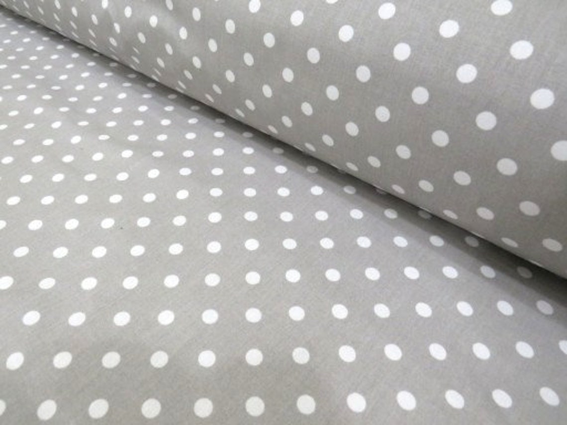 Gray Cotton Fabric With White Polka Dots White Polka Dots on Etsy