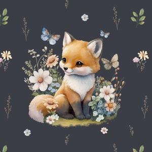 Forest kids animals Sweatshirt fabric, stretch Knitwear, French terry knit fabric, cotton knitwear, forest friends, woodland animals
