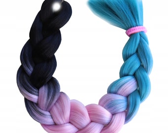 24"/60cm Jumbo Braid Hair, Rainbow Ombre Hair, Hair Extensions, Kanekalon Synthetic Hair, Colored Hair, Long Artificial Hair for Women Kids