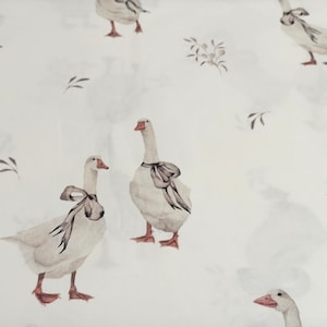 Sweet Goose Cotton Fabric, Geese Premium Cotton Fabric, Fabric for Kids, Spring Fabric, Birds pattern, Digital Print 50x155cm/19,7x61&quot;
