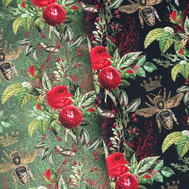 length 100cm1 yd Upholstery Velvet velvet pillow Bees in flowers Velvet Fabric Velvet curtain Upholstery Fabric Digital Print