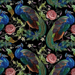 Peacock Italian Velvet Fabric, Upholstery Fabric, Upholstery Velvet, Digital Print, Velvet curtain, velvet pillow, length 100cm/1 yd
