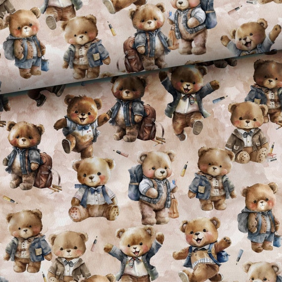 European Cotton Stretch Digital French Terry - Bears - Oeko-Tex® - Ecru European Cotton Stretch Digital French Terry - Bears - Oeko-Tex® - Ecru