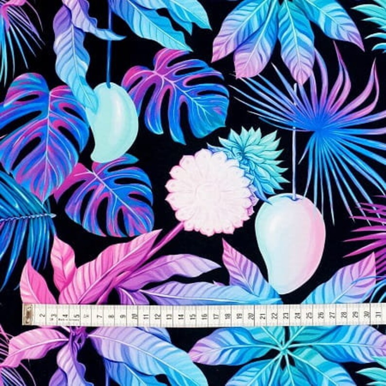 Fluo pineapples leaves Waterproof Fabric Impregnated exotic Etsy