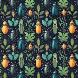 Leśne owady, żuki w kwiatach Tkanina wodoodporna, Poliester Wodoodporny, tkanina zewnętrzna, tkanina impregnowana Home Decor, cyfrowy wzór