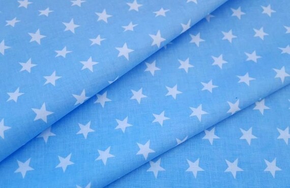 Stars Cotton Fabric White Stars On Blue Background Baby Etsy Stars Cotton Fabric White Stars On Blue Background Baby Etsy