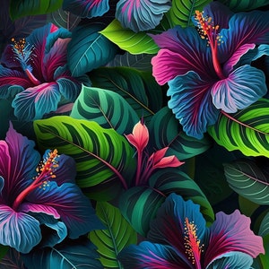1 Meter Hibiscus Italian Velvet Fabric, Upholstery Velvet, Digital Print, Flowers Velvet curtain, velvet pillow, Home Decor Fabric 145cm
