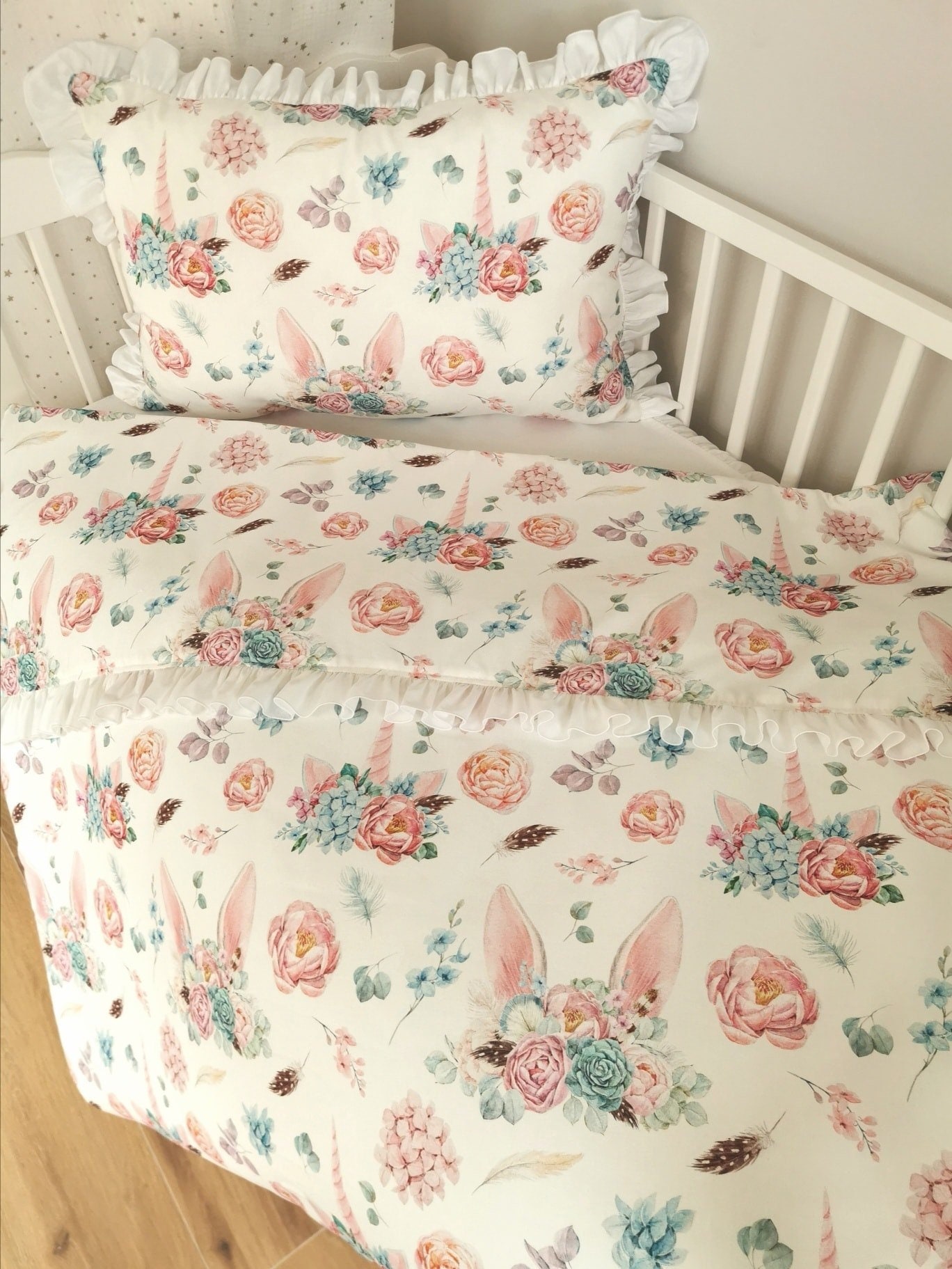 Duvet Cover 100 x 135 cm pillow 40x60cm 'My Litte Dog' Baby Cot Bed Set 