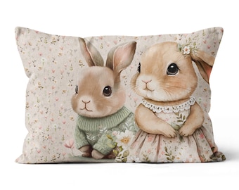 Coleção Bunnies in Flowers tecido de algodão premium, painéis de costura para cobertores, painéis de costura para roupas de cama, painéis de costura de algodão