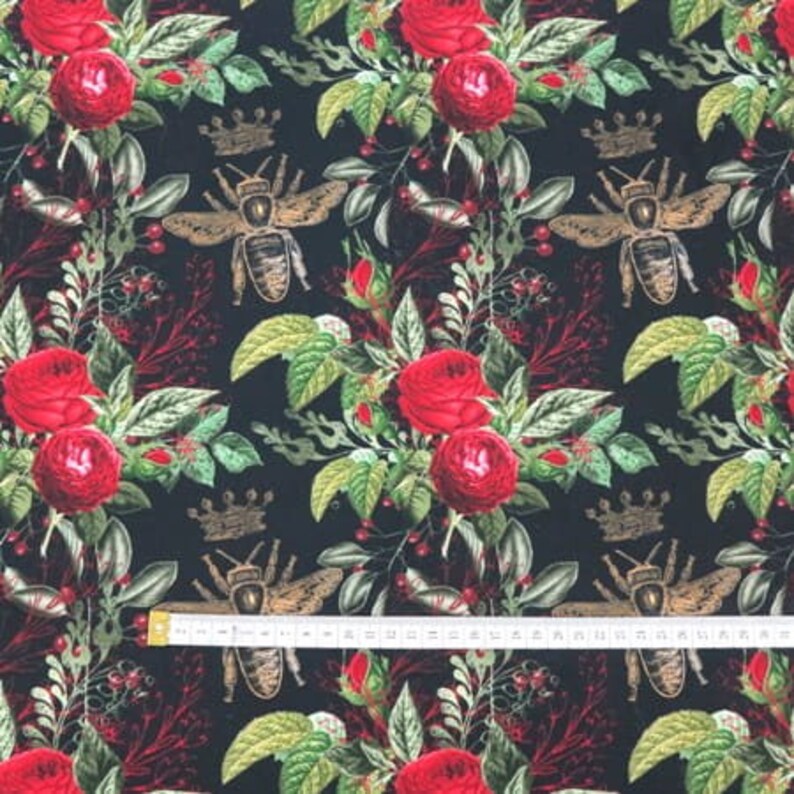 length 100cm1 yd Upholstery Velvet velvet pillow Bees in flowers Velvet Fabric Velvet curtain Upholstery Fabric Digital Print