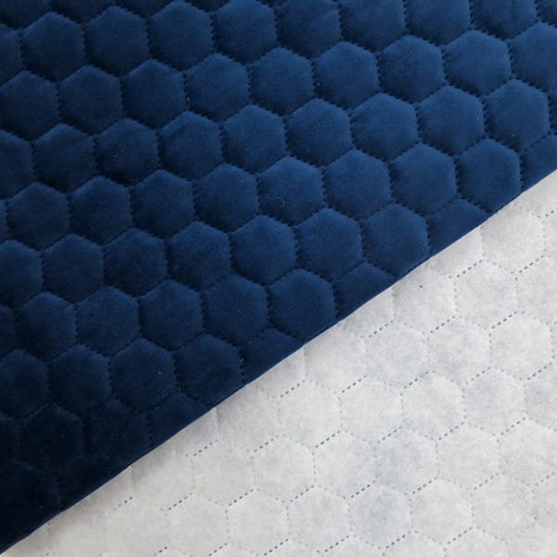 Velvet Quilted Hexagon Quilted Fabric Upholstery Etsy