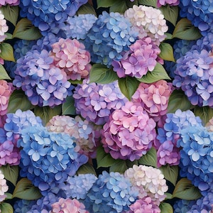1 yard Pastel pink blue hydrangea flowers Waterproof Fabric Oxford, Polyester Waterproof, Fabric Outdoor, Garden Fabric, Digital Print
