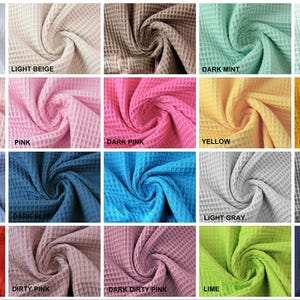 Cotton Waffle Pique Fabric, Waffle cotton fabric, Cotton Waffle, Waffle pique, Waffle Weave Cotton Fabric, Waffle Check Cotton 20 colors