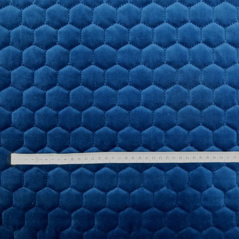 Velvet Quilted Hexagon Quilted Fabric Upholstery Etsy