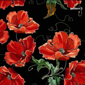 1 Meter Red poppies Italian Velvet Fabric, Upholstery Velvet, Digital Print, Velvet curtain, velvet pillow, Home Decor Fabric