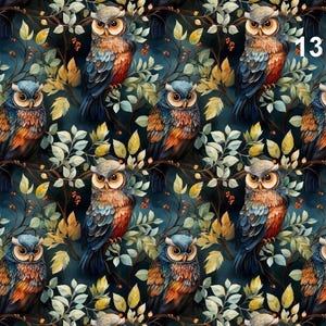 Tessuto impermeabile con gufi da 1 metro, poliestere impermeabile, tessuto per esterni, tessuto impregnato per arredamento, tessuto da giardino, motivo digitale