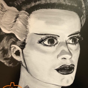 8x10 horror print, The Bride of Frankenstein, acrylic painting print, goth home decor, monster decor, monster art, spooky gift, monster gift