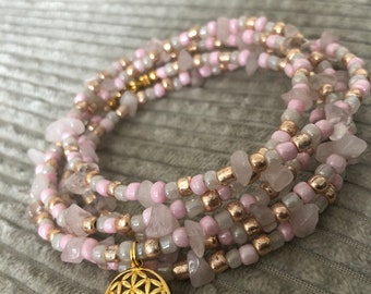 waist beads rose quartz
