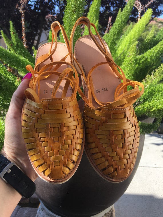 mustard gladiator sandals