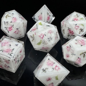 Victorian Rose Dice Set | Rose Dice | Floral Dice | Handmade Resin Dice Set | Handcrafted Dice | DnD Dice Set | D&D TTRPG Gifts