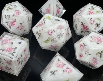 Victorian Rose Dice Set | Rose Dice | Floral Dice | Handmade Resin Dice Set | Handcrafted Dice | DnD Dice Set | D&D TTRPG Gifts