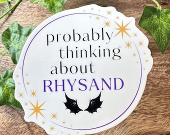 Pegatina de 3x3 probablemente pensando en Rhysand / pegatina de ACOTAR / pegatina de ACOMAF / Feyre y Rhysand / pegatina de los Bat boys / pegatinas de libros