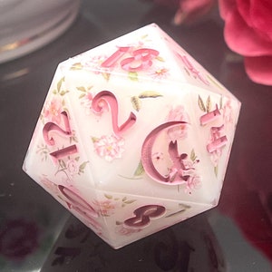 Victorian Rose JUMBO D20 | Floral D20 | Fairy D20 | Handmade Dice | Spring Dice | Druid Dice | DnD Dice | Jumbo Dice | TTRPG Dice