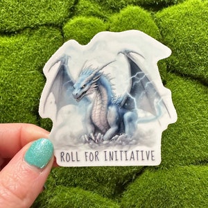 Adesivo de Dragão para Jogar Iniciativa | Adesivo de D&D | Adesivos de D&D | Dragão Relâmpago | Adesivo de TTRPG | Adesivo de Iniciativa D&D | Adesivo de RPG