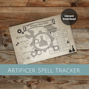 NEW! Artificer Spell Tracker | D&D Spell Slot Tracker | Artificer Class | Spell Tracker DnD | Spell Caster | Spell Tracker 5e