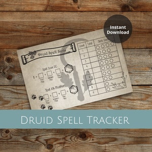 Druid Spell Tracker | D&D Spell Tracker | Spell Tracker DnD | Spell Caster | Spell Tracker 5e | Druid spell slot tracker