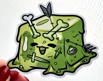 Gelatinous Cube Sticker | Dnd gifts | Mythical Creature Sticker | Nerd Sticker | Dungeons and Dragons Sticker | Ooze Sticker | DnD Monster