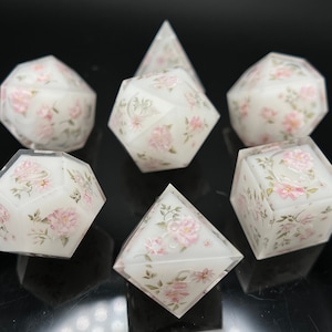 Victorian Rose Dice Set | Rose Dice | Floral Dice | Handmade Resin Dice Set | Handcrafted Dice | DnD Dice Set | D&D TTRPG Gifts