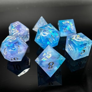 Dreamy Skies Dice Set | Handmade Dice | DnD | Blue and Purple Dice Set | Pastel Dice | Critical Role | DnD Gifts | Cloudy Dice