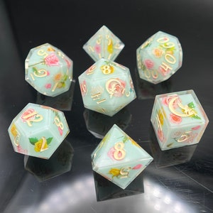 Afternoon Tea Dice Set | Floral Dice | Regency Dice | Handmade Resin Dice Set | Handcrafted Dice | DnD Dice Set | D&D TTRPG Gifts