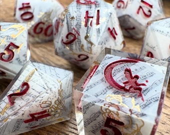 The Tortured Poet Dice Set | TTPD Inspired Dice | Artisan Dice Set | Handmade | DnD Dice | D&D TTRPG Gifts | Swiftie | Bardic Set