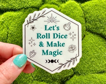 Let's Roll Dice & Make Magic Sticker | D&D Sticker | Nerd Aufkleber | TTRPG Sticker | Dungeons and Dragons Aufkleber | RPG Sticker | Spielen