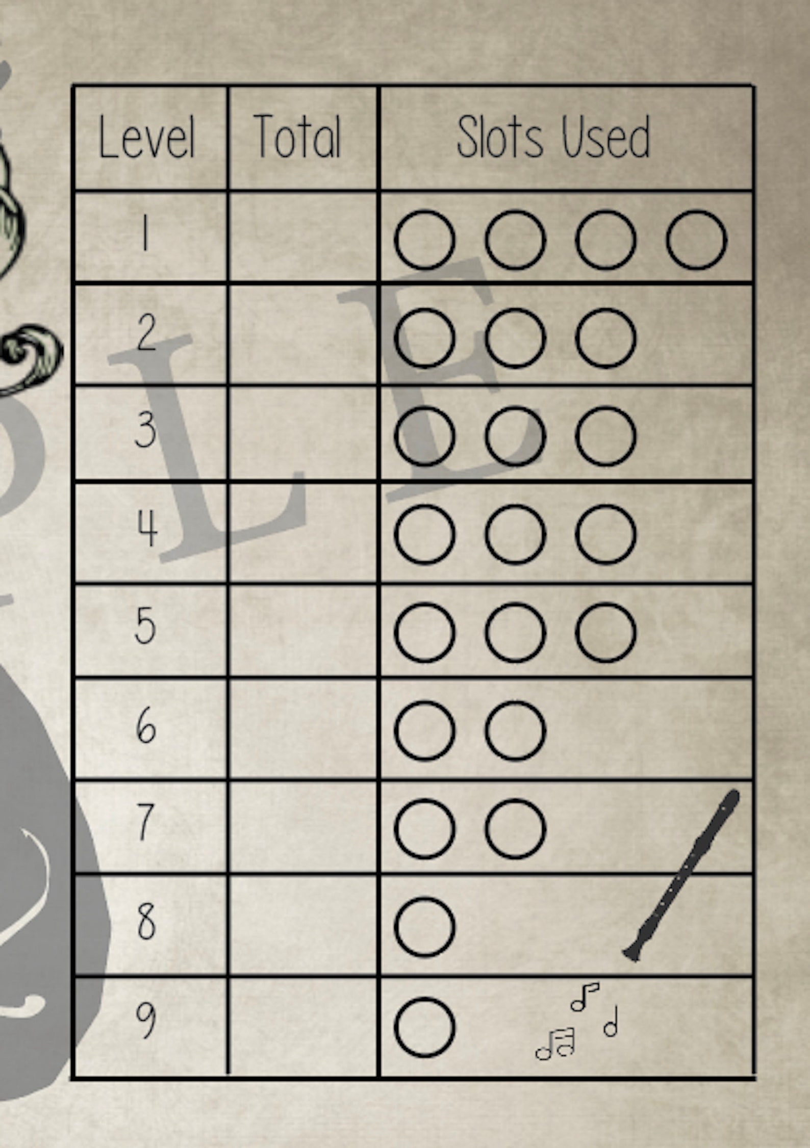 Bard Spell Tracker Dnd Spell Slot Tracker Spell Tracker Etsy