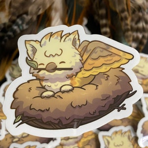 Baby Griffon Sticker | D&D Geschenke | Greif Aufkleber | Kawaii Aufkleber | Fabelwesen Sticker | Nerd Aufkleber | Niedliche Tier Sticker