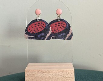 Lightweight Fabric & Metal Earrings | Bold Statement Earrings | Geometric Earrings  | Dangle Earrings | Nickel Free Earrings