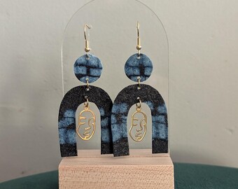 Lightweight Fabric & Metal Earrings | Bold Statement Earrings | Geometric Earrings  | Dangle Earrings | Nickel Free Earrings