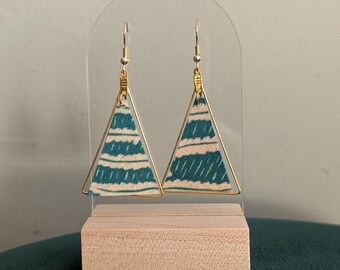 Lightweight Fabric & Metal Earrings | Bold Statement Earrings | Geometric Earrings  | Dangle Earrings | Nickel Free Earrings