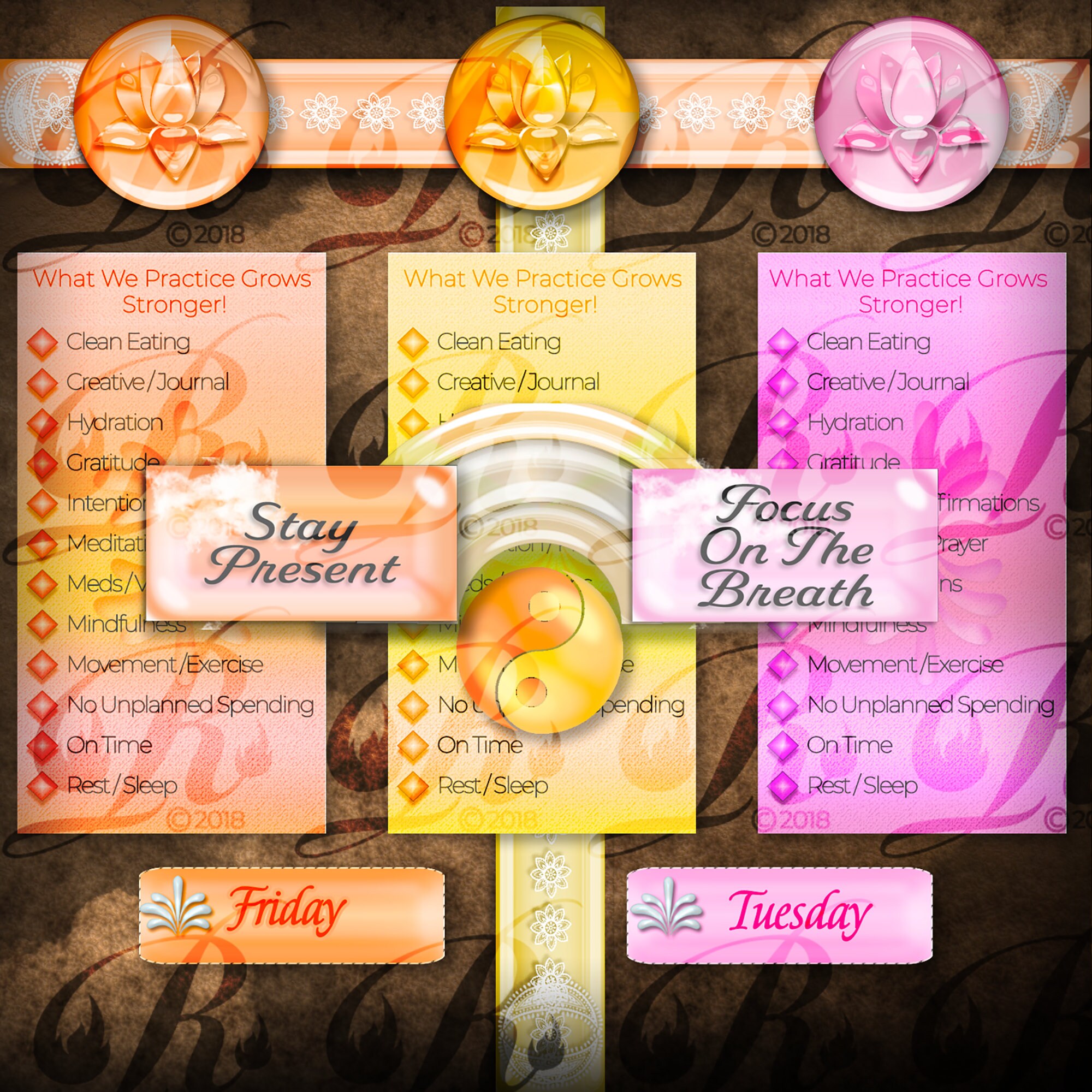 Lotus Printable Stickers for Self Care, Mindfulness, Trackers, Personal ...