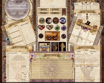 Kit de planificador imprimible Steampunk, efímera victoriana vintage (descarga digital)