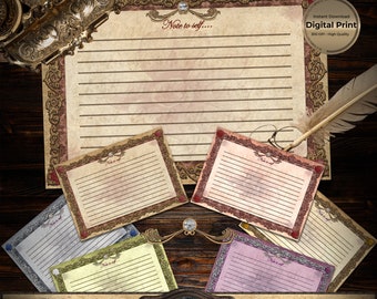 Cartões de notas vitorianos, efêmeros florais vintage (download digital)