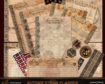 Kit de planificador Steampunk de otoño, páginas imprimibles (descarga digital)