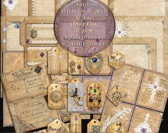 Kit de diario basura con joyas vintage, gemas efímeras (descarga en PDF)