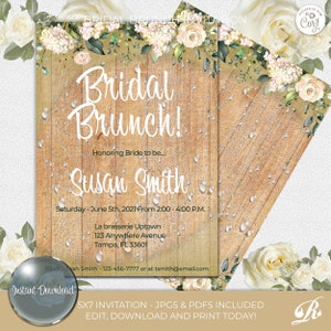 EDITABLE Bridal Brunch Invitation, Bridal Shower Invites, Printable Bridal Shower, Boho Bridal Shower Invitation, Instant Download