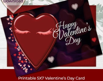 Tarjeta romántica de San Valentín, DIY, 5x7, imprimible (descarga digital)