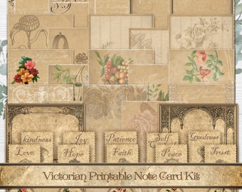 Tarjetas victorianas vintage, kit de diario basura efímero (descarga digital)